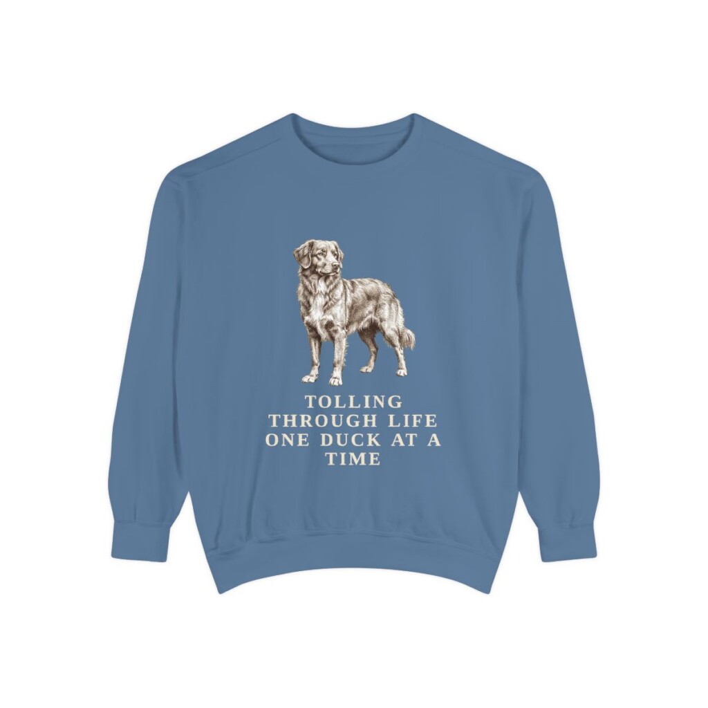 Nova Scotia Duck Tolling Retriever Humor Sweatshirt, Blue Jean, front view