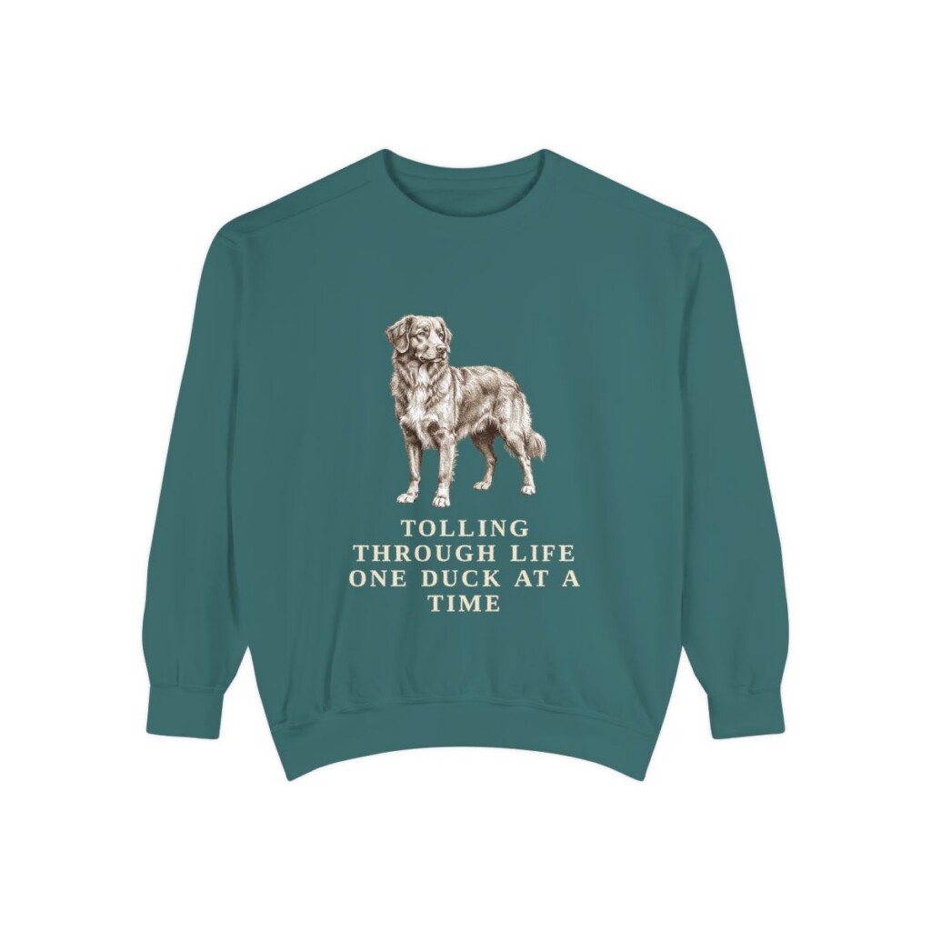 Nova Scotia Duck Tolling Retriever Humor Sweatshirt, Blue Spruce, front view