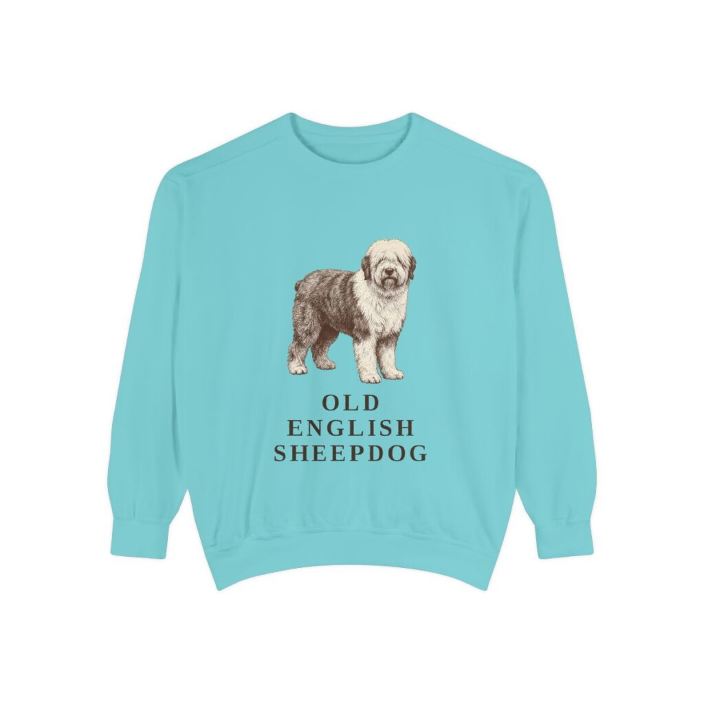 Old English Sheepdog Sweatshirt, Chalky Mint, front view