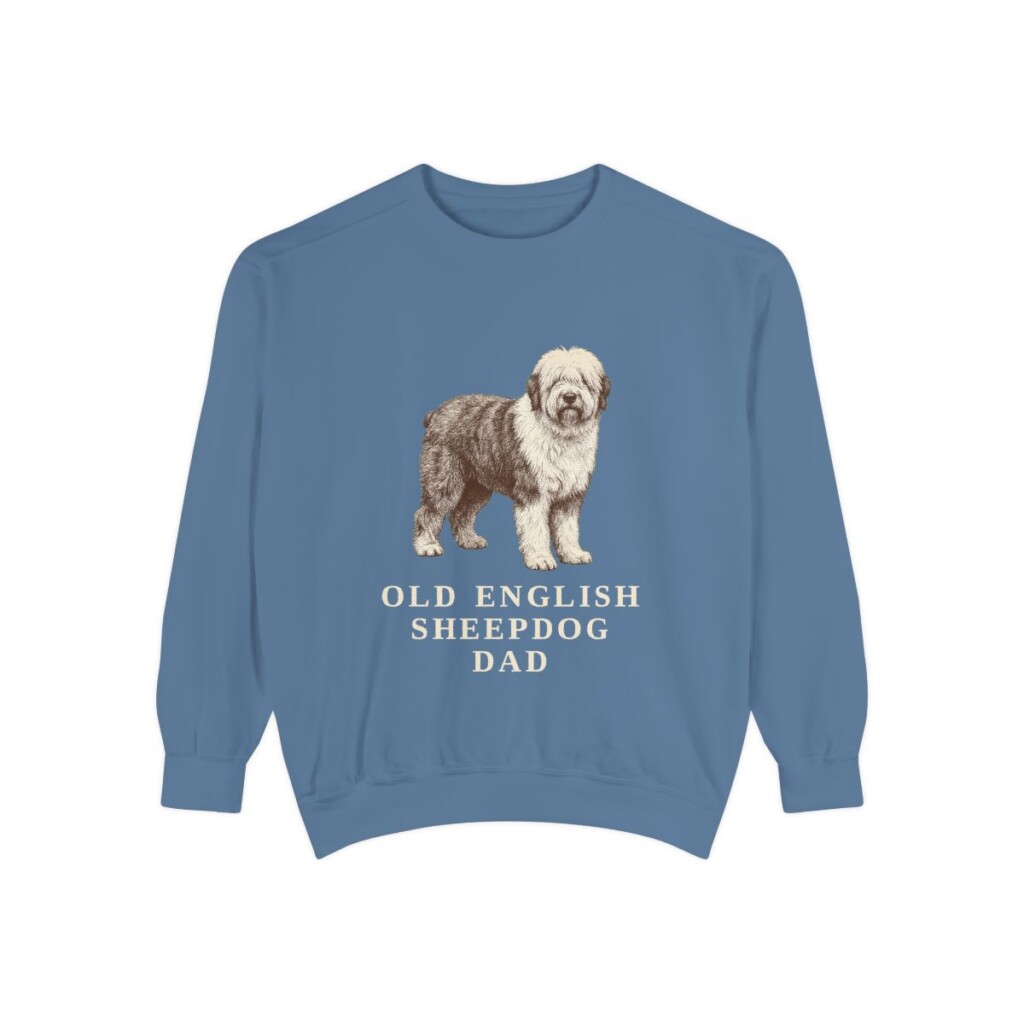 Old English Sheepdog Dad Sweatshirt, Blue Jean, front view