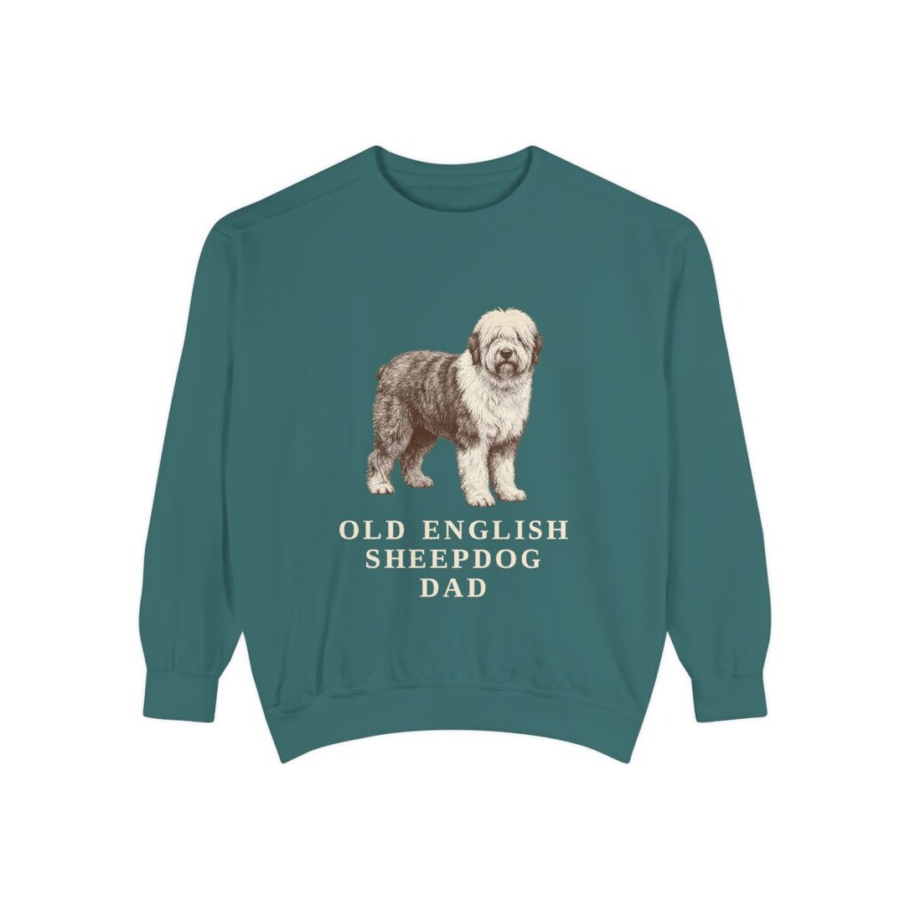 Old English Sheepdog Dad Sweatshirt, Blue Spruce, front view