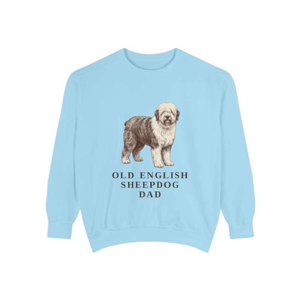 Old English Sheepdog Dad Sweatshirt, Chambray, front view