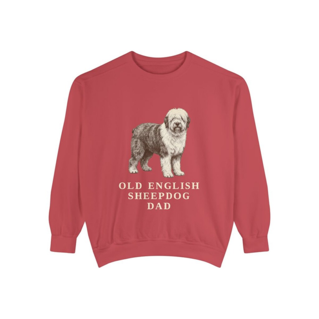 Old English Sheepdog Dad Sweatshirt, Crimson, front view