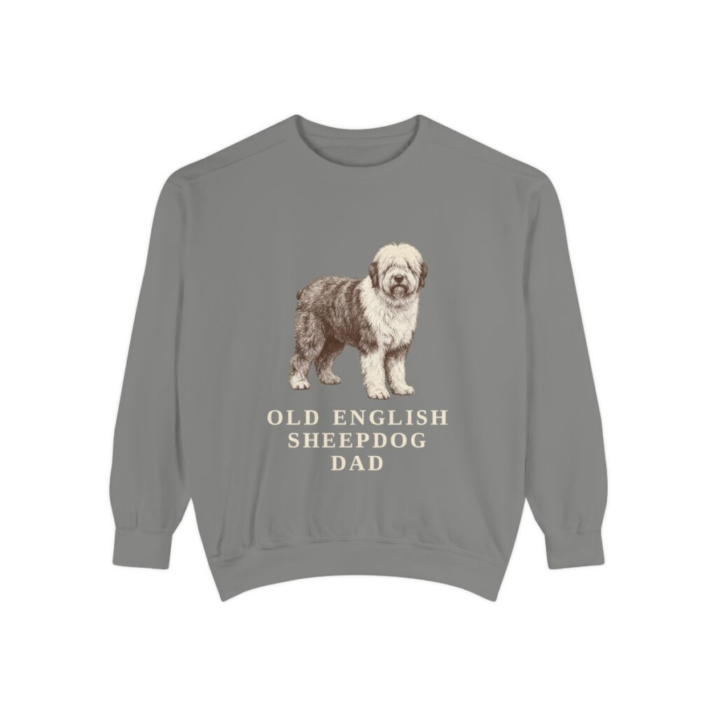 Old English Sheepdog Dad Sweatshirt, Grey, front view