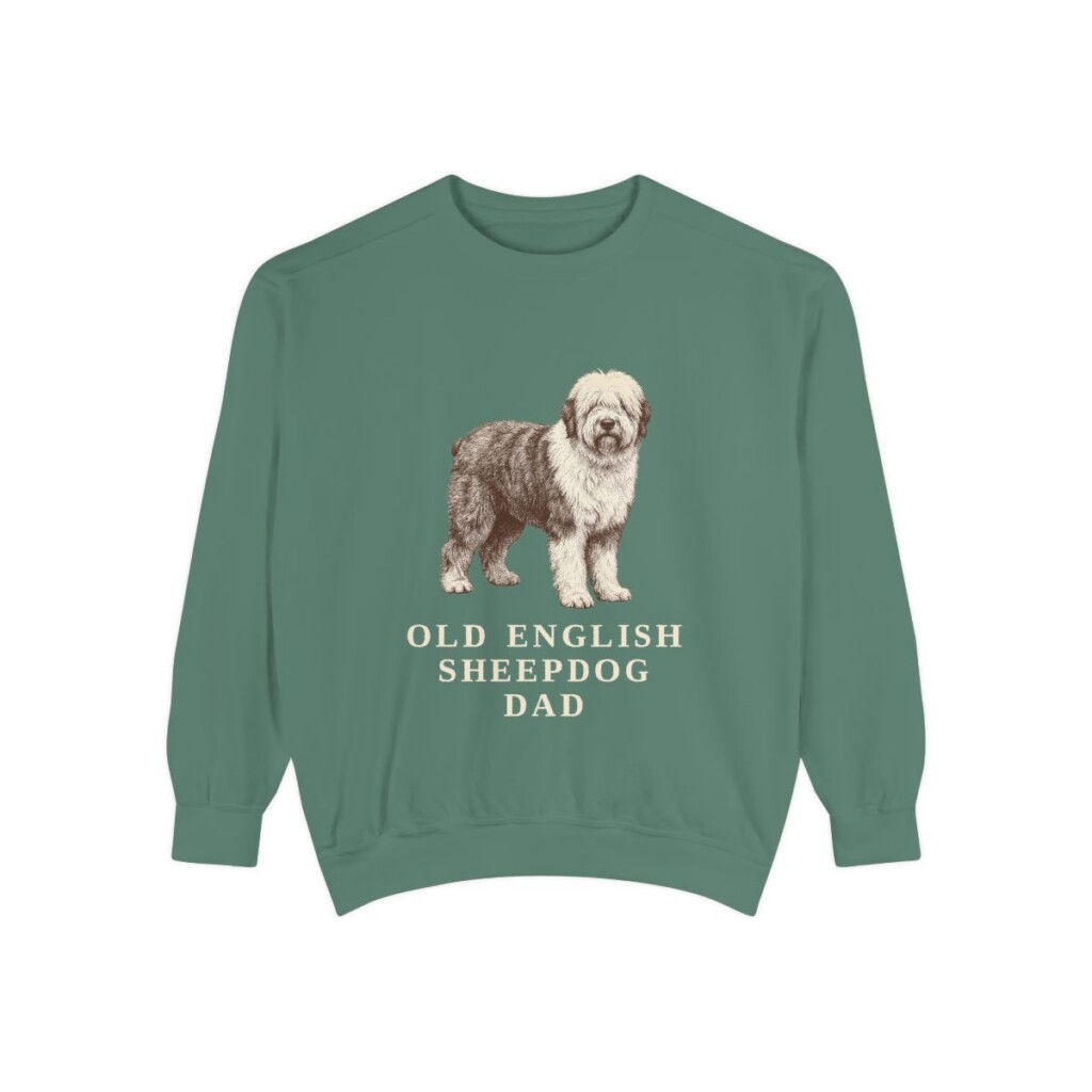 Old English Sheepdog Dad Sweatshirt, Light Green, front view