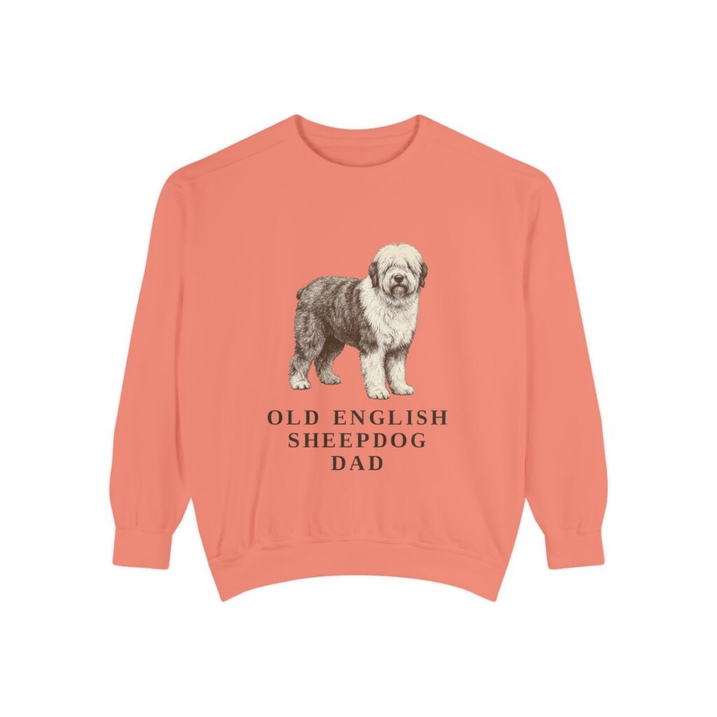 Old English Sheepdog Dad Sweatshirt, Terracotta, front view