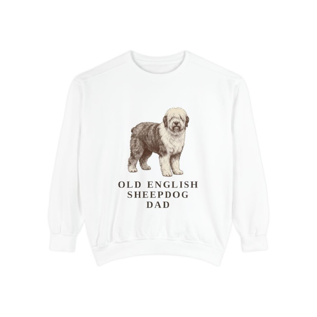 Old English Sheepdog Dad Sweatshirt, White, front view