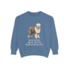 Old English Sheepdog Humor Sweatshirt, Blue Jean, front view