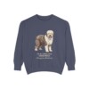 old-english-sheepdog-sweatshirt-latin-denim Old English Sheepdog Latin Sweatshirt, Denim, front view
