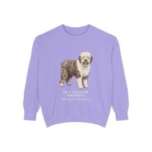 Old English Sheepdog Latin Sweatshirt, Violet, front view
