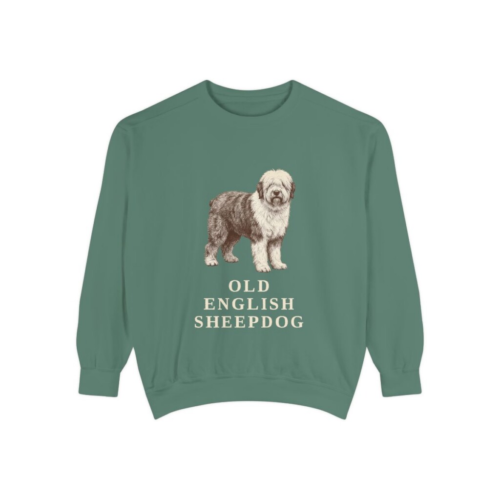 Old English Sheepdog Sweatshirt, Light Green, front view