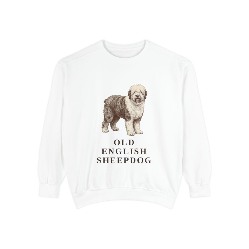 Old English Sheepdog Sweatshirt, White, front view