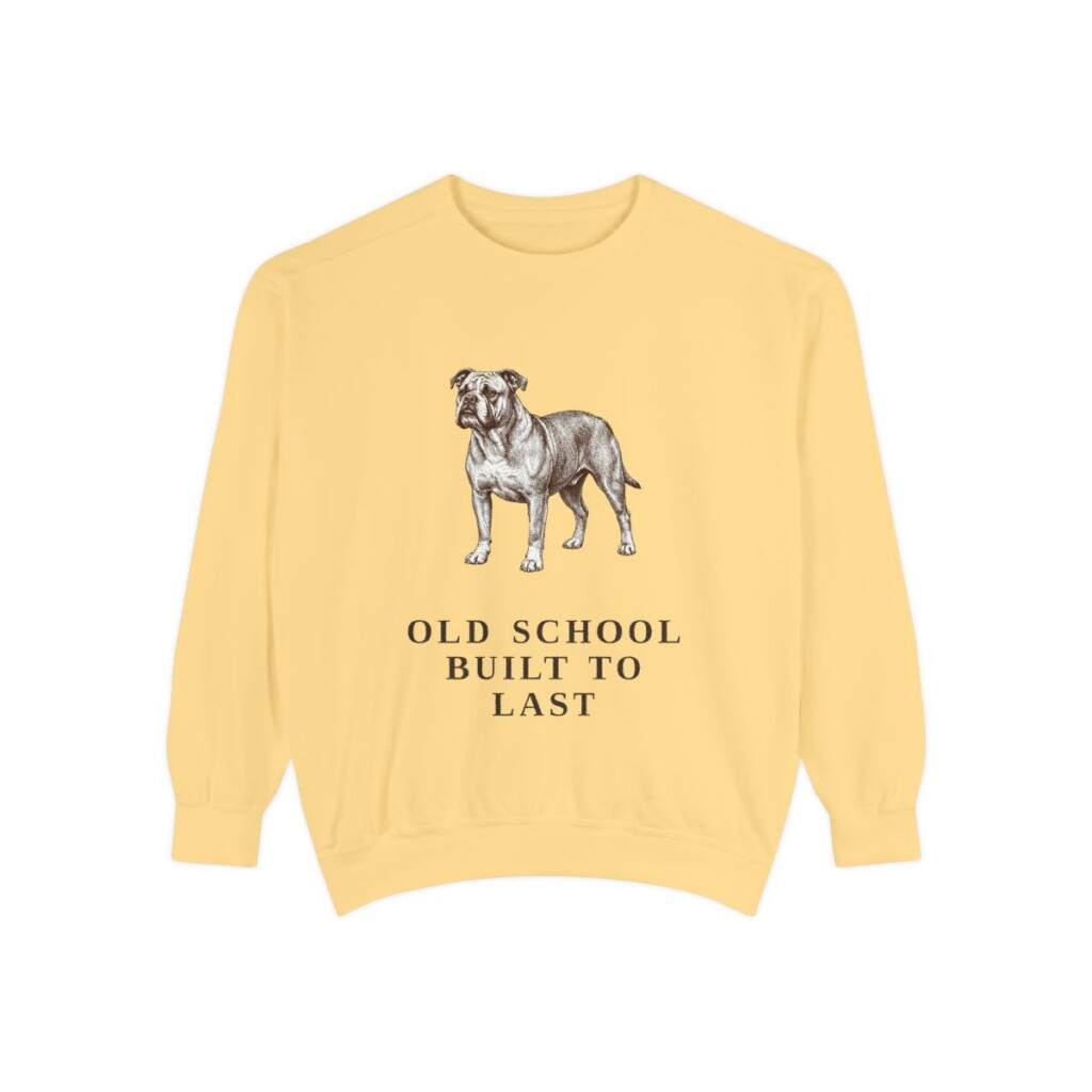 Olde English Bulldogge Humor Sweatshirt, Butter, front view