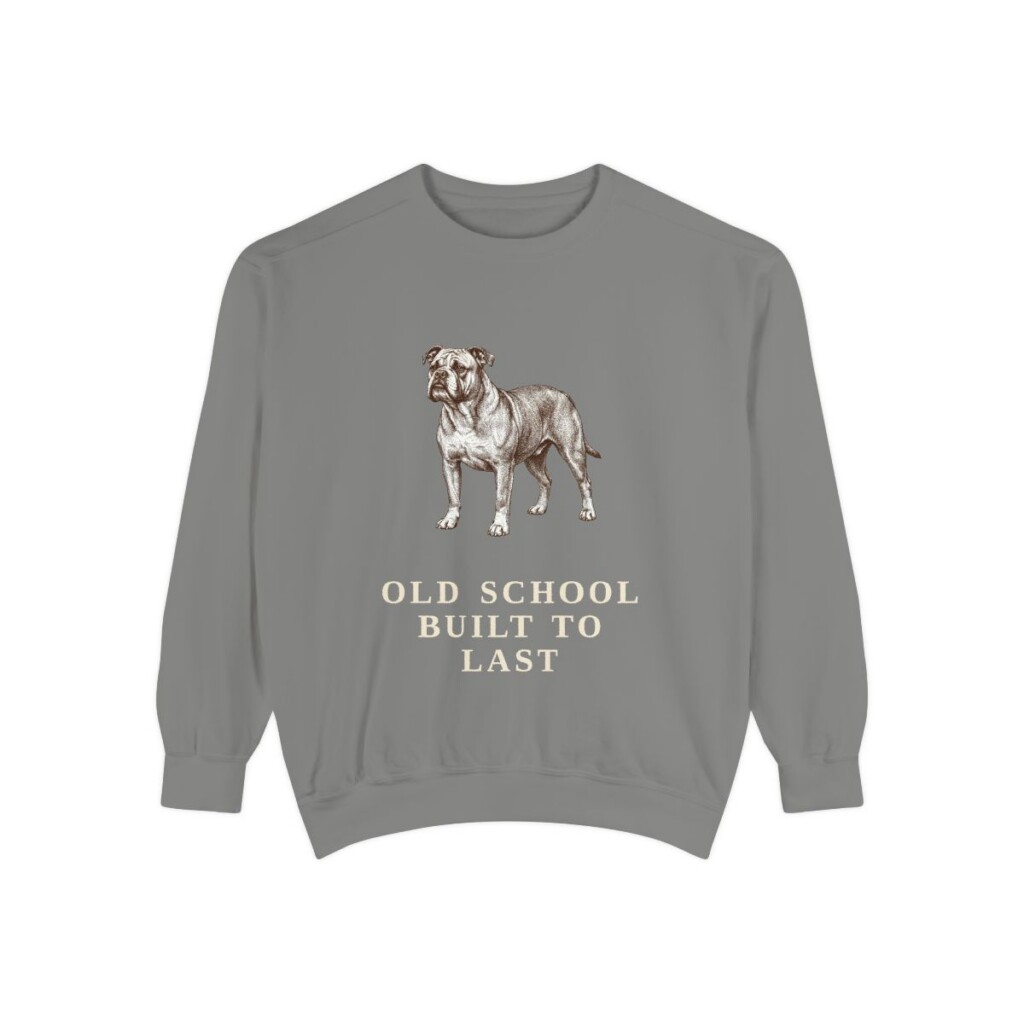 Olde English Bulldogge Humor Sweatshirt, Grey, front view