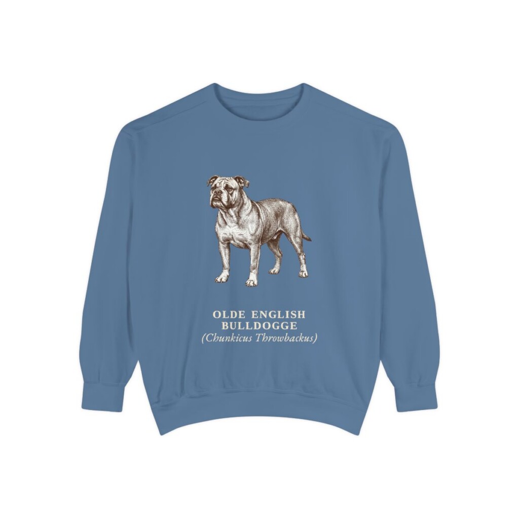 olde-english-bulldogge-sweatshirt-latin-blue-jean Olde English Bulldogge Latin Sweatshirt, Blue Jean, front view