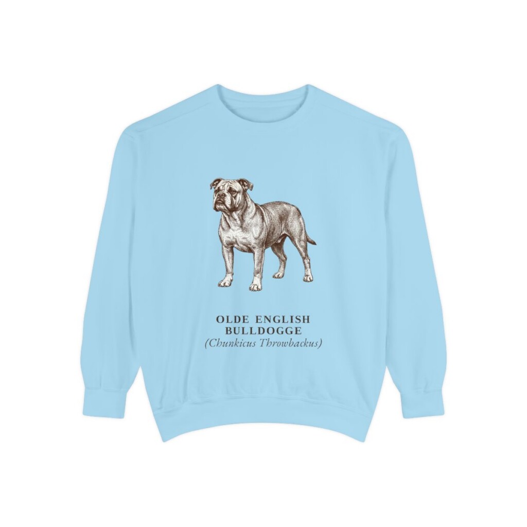olde-english-bulldogge-sweatshirt-latin-chambray Olde English Bulldogge Latin Sweatshirt, Chambray, front view