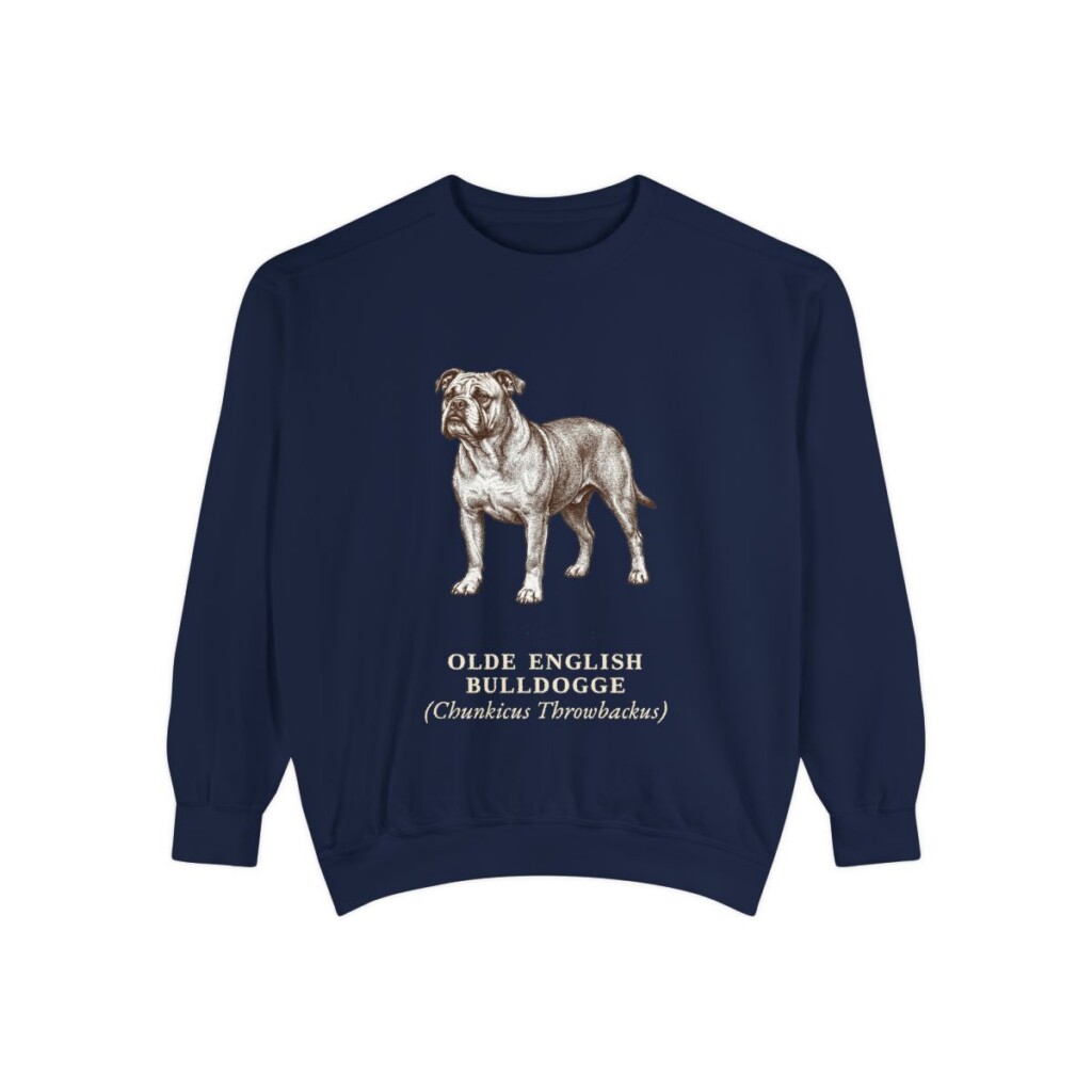 olde-english-bulldogge-sweatshirt-latin-true-navy Olde English Bulldogge Latin Sweatshirt, True Navy, front view