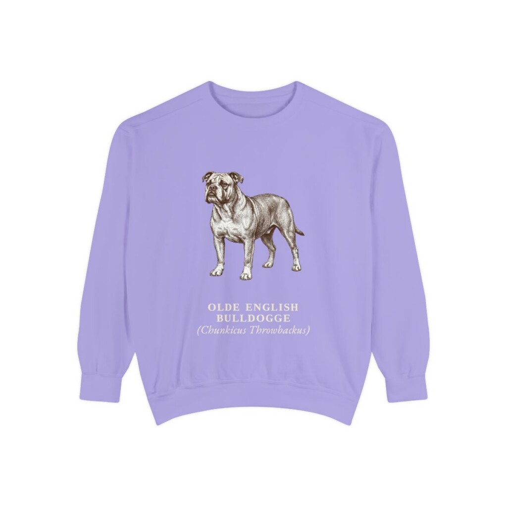 olde-english-bulldogge-sweatshirt-latin-violet Olde English Bulldogge Latin Sweatshirt, Violet, front view