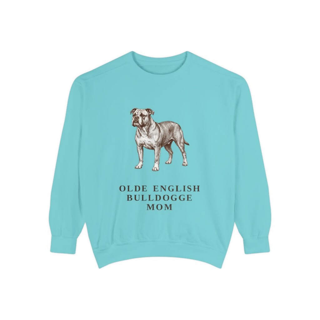 Olde English Bulldogge Mom Sweatshirt, Chalky Mint, front view