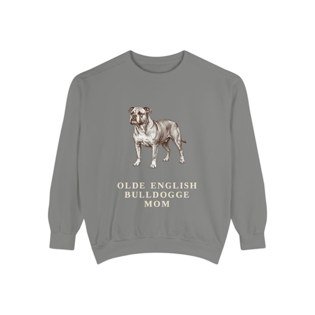 Olde English Bulldogge Mom Sweatshirt, Grey, front view