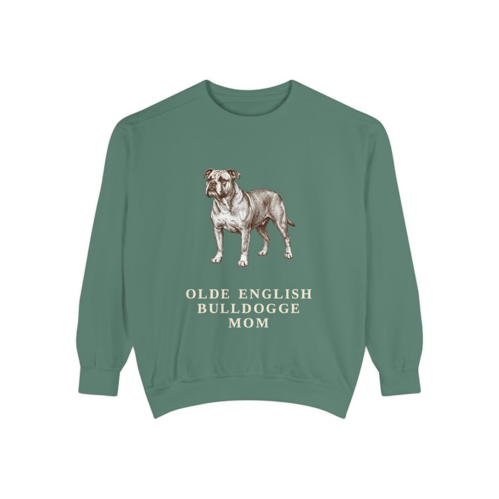 Olde English Bulldogge Mom Sweatshirt, Light Green, front view