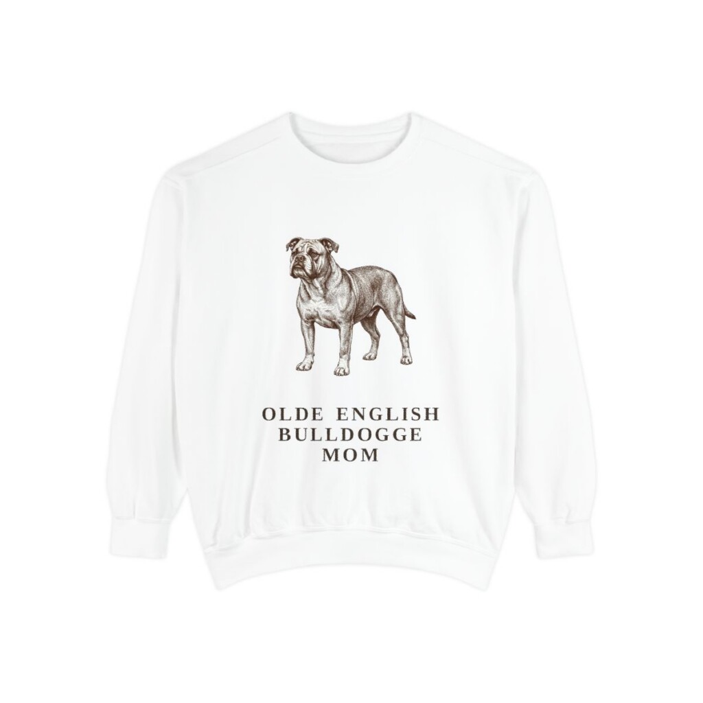 Olde English Bulldogge Mom Sweatshirt, White, front view