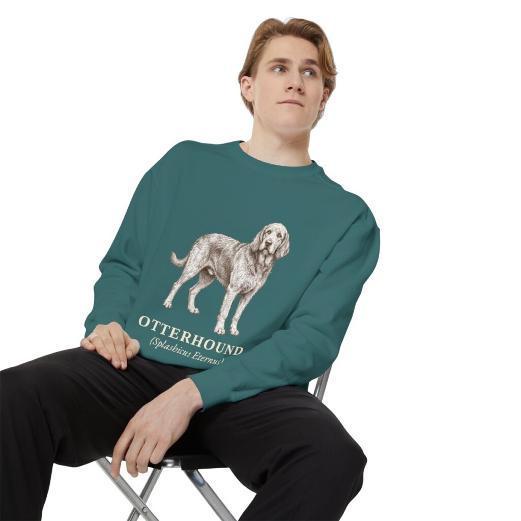 Otterhound Latin Sweatshirt, Blue Spruce, person 1 context