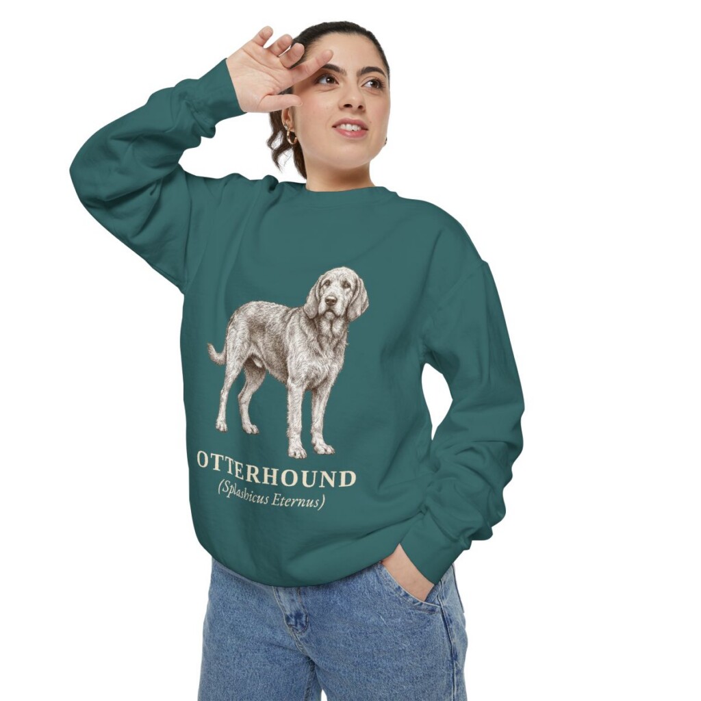 Otterhound Latin Sweatshirt, Blue Spruce, person 2 context