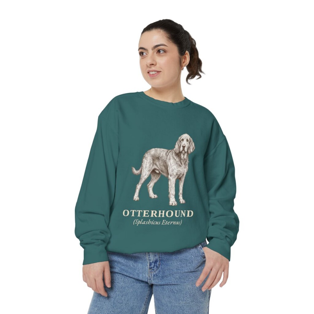 Otterhound Latin Sweatshirt, Blue Spruce, person 2 front