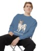 Papillon Sweatshirt, Blue Jean, person 1 context