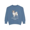 Papillon Dad Sweatshirt, Blue Jean, front view