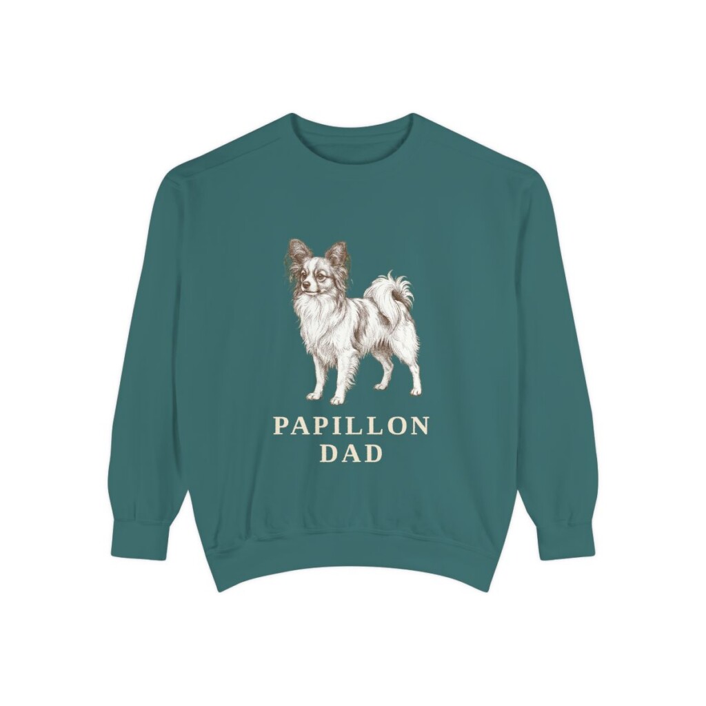 Papillon Dad Sweatshirt, Blue Spruce, front view