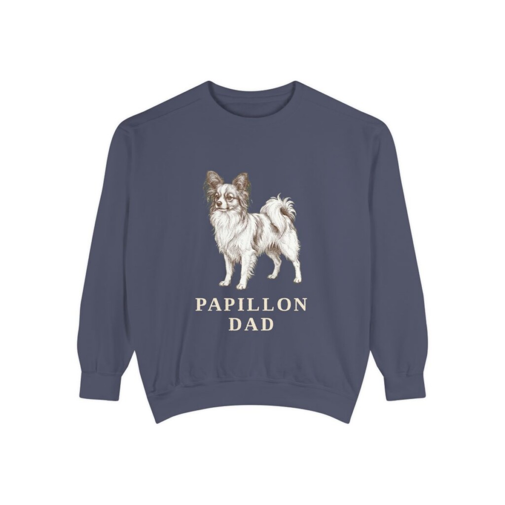 Papillon Dad Sweatshirt, Denim, front view
