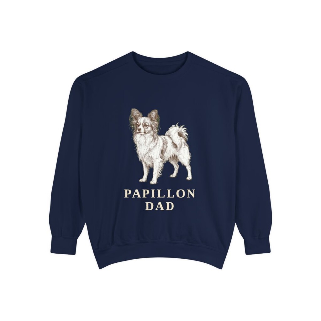 Papillon Dad Sweatshirt, True Navy, front view
