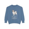 Papillon Humor Sweatshirt, Blue Jean, front view