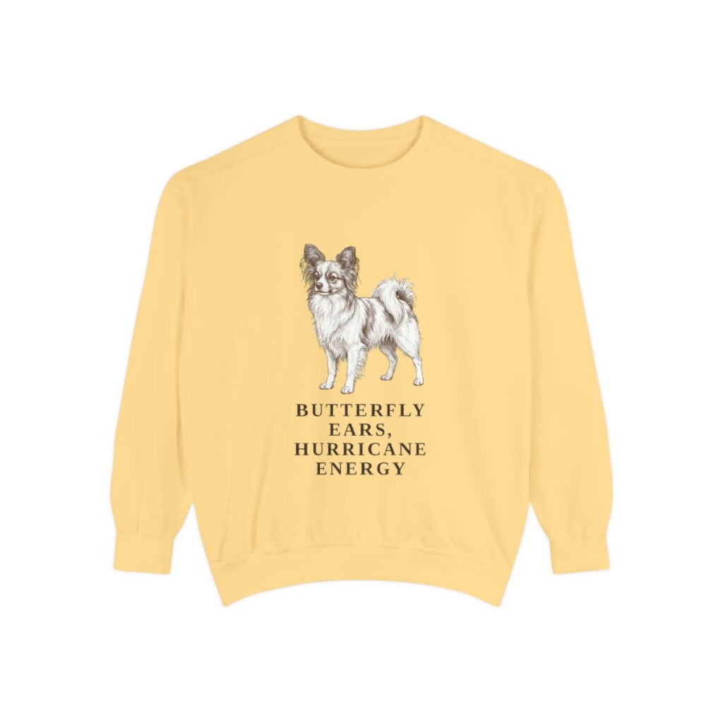 Papillon Humor Sweatshirt, Butter, front view
