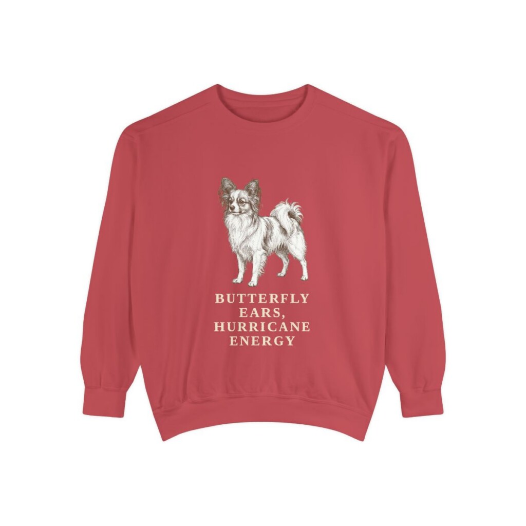 Papillon Humor Sweatshirt, Crimson, front view