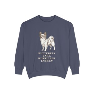 Papillon Humor Sweatshirt, Denim, front view