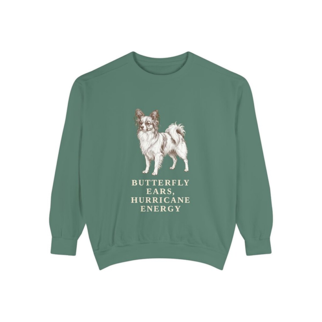Papillon Humor Sweatshirt, Light Green, front view