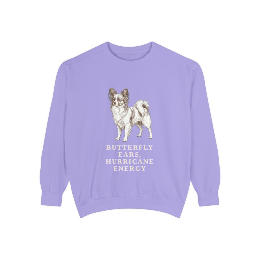 Papillon Humor Sweatshirt, Violet, front view