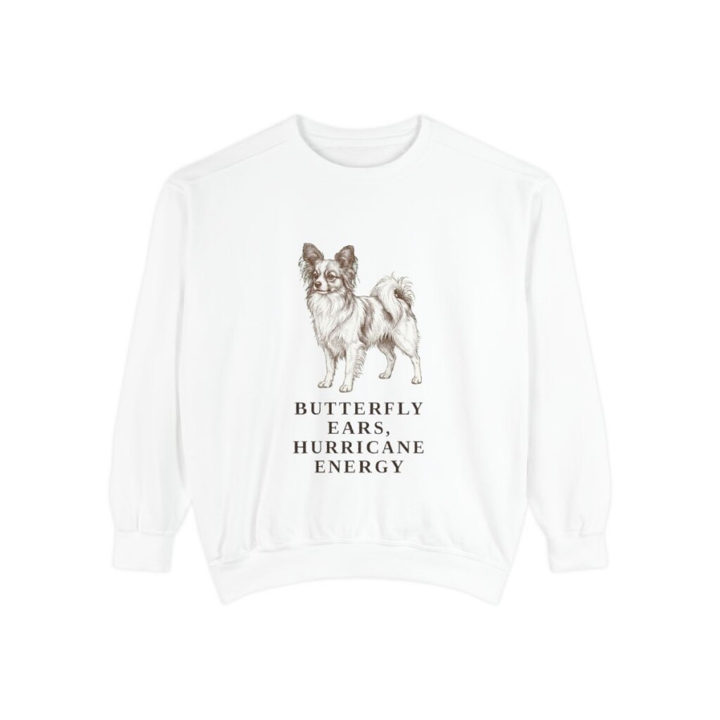 Papillon Humor Sweatshirt, White, front view