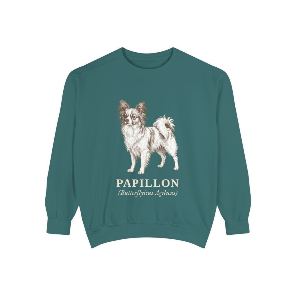 Papillon Latin Sweatshirt, Blue Spruce, front view