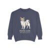 Papillon Latin Sweatshirt, Denim, front view