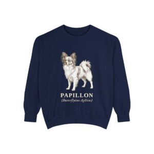 Papillon Latin Sweatshirt, True Navy, front view