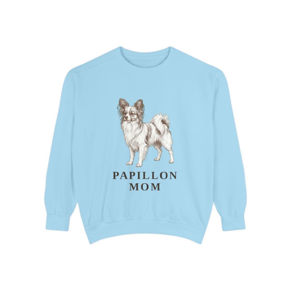 Papillon Mom Sweatshirt, Chambray, front view