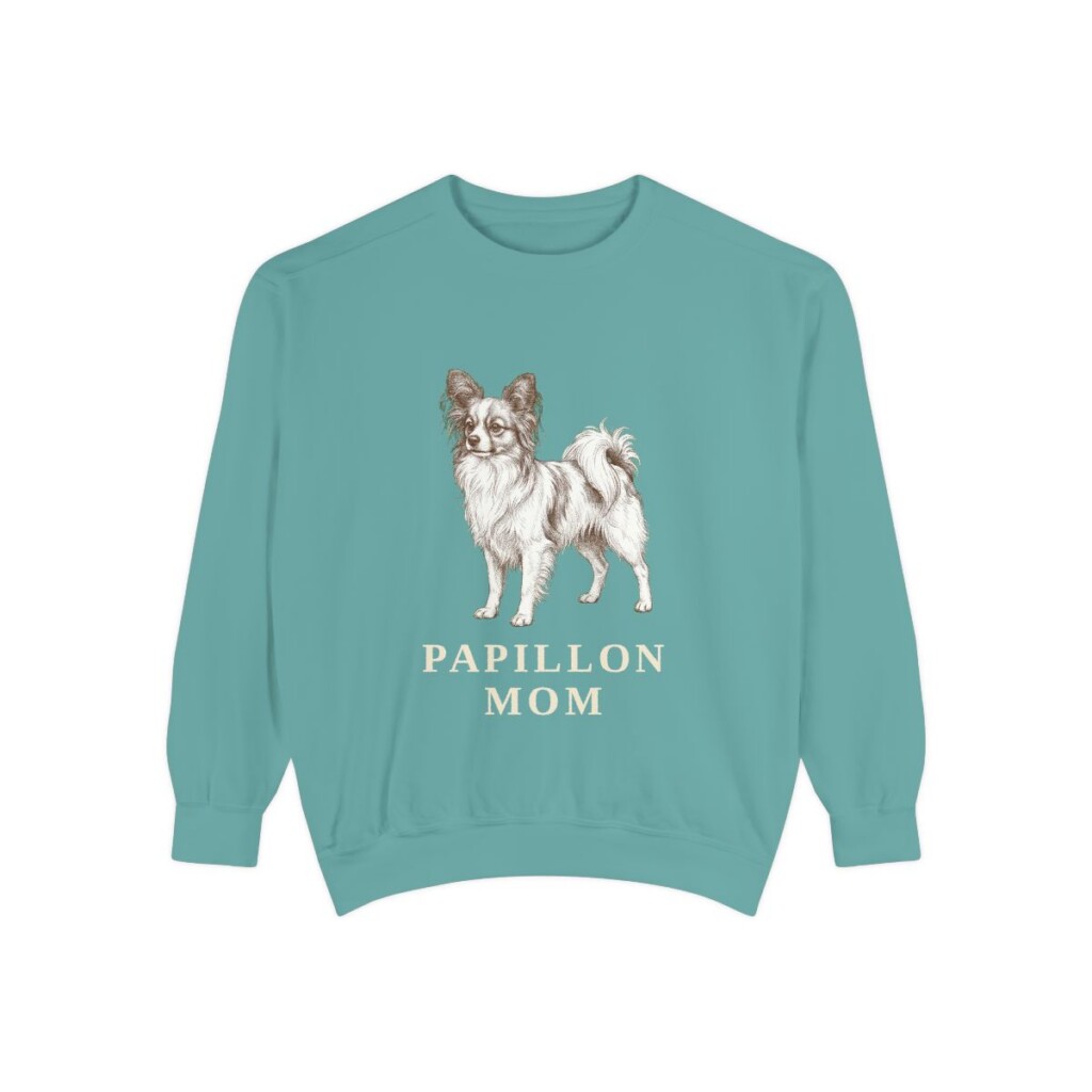 Papillon Mom Sweatshirt, Seafoam, front view