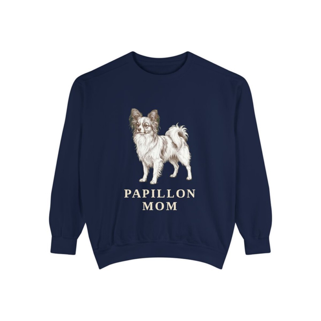 Papillon Mom Sweatshirt, True Navy, front view