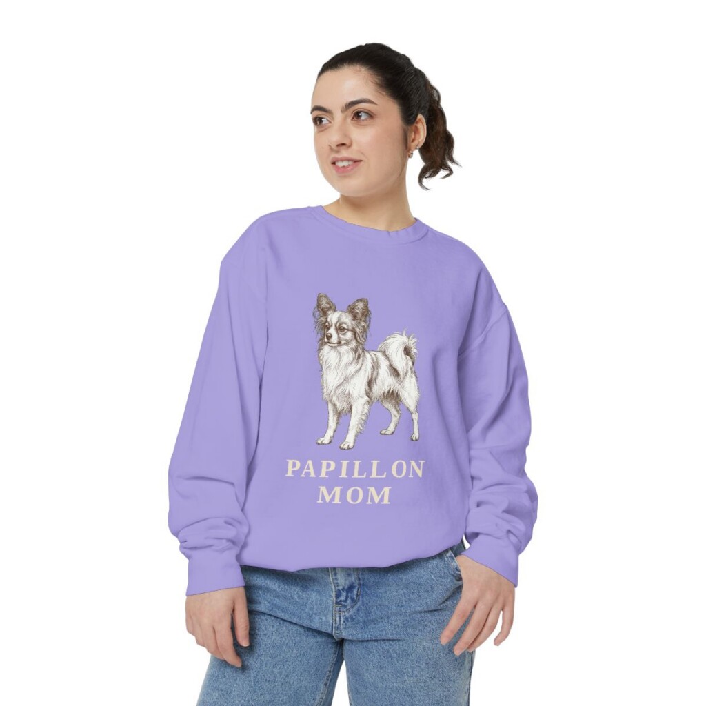 Papillon Mom Sweatshirt, Violet, person 2 front