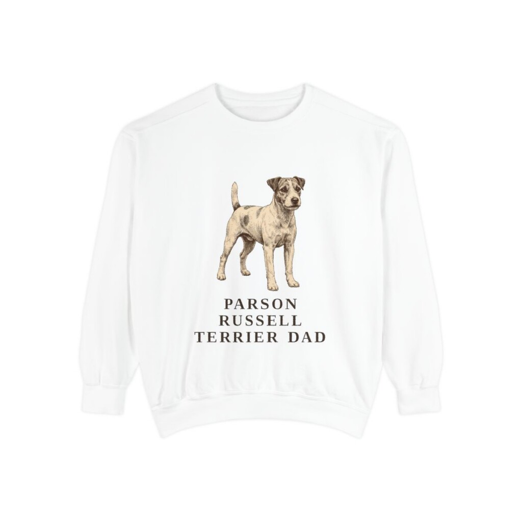 Parson Russell Terrier Dad Sweatshirt, White, front view