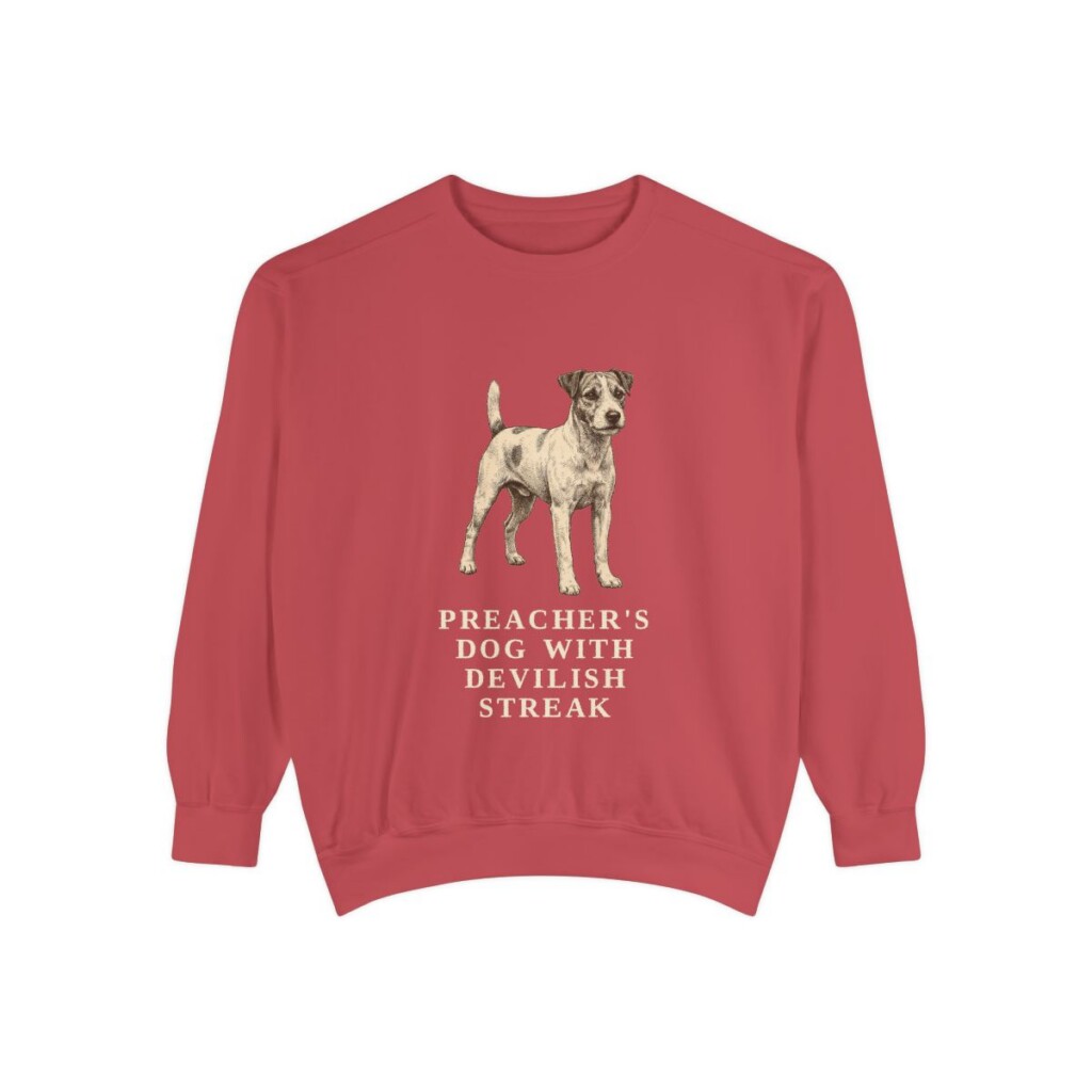 Parson Russell Terrier Humor Sweatshirt, Crimson, front view